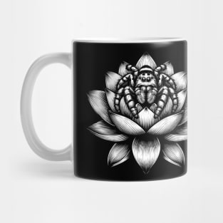 Jumping spider in lotus tattoo art Mug